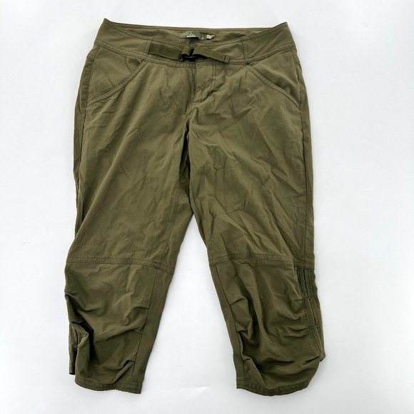prAna Womens 0 Olive Green Jasmine Knickers Capri Pant Adjustable Waist Pleated - Picture 1 of 5